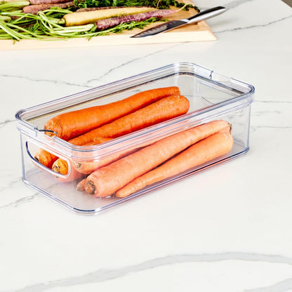 iDesign Stackable Fridge Organizer Bins with Lids for Fresh Produce - Set of 6 - Clear