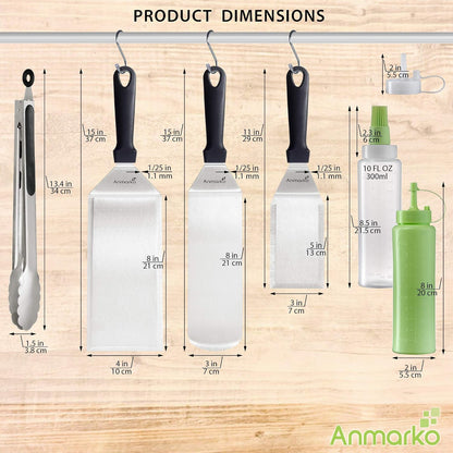 Metal Spatula Set Stainless Steel Hamburger Turner Griddle Flipper Scraper for BBQ Grill Flat Top