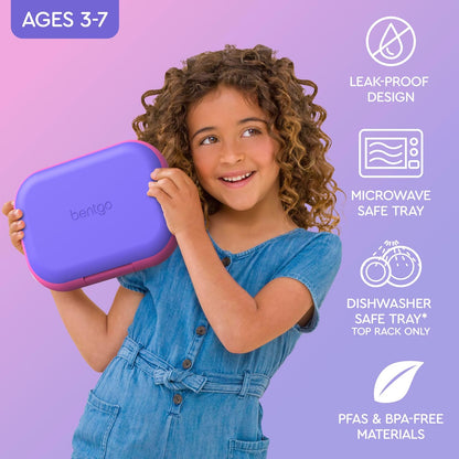 Bentgo Chill Kids Leak-Proof Lunch Box - 4-Compartment Bento Box with Built-In Ice Pack, 3.3 Cup Capacity, PFAS & BPA-Free, Microwave & Dishwasher Safe, Ideal Size for Ages 3 to 7 (Truly Teal)
