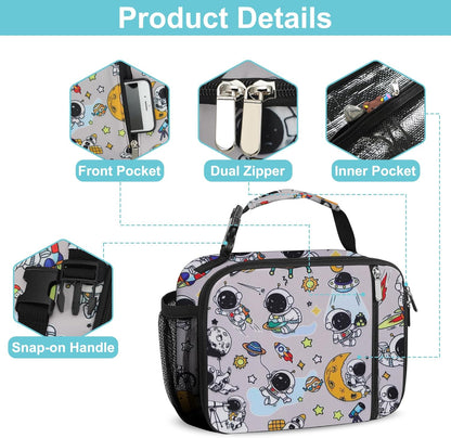 esouler Lunch Box Kids Insulated Lunch Bag for Boys & Girls Durable Children Lunchbox for School with Water Bottle Holder-Black