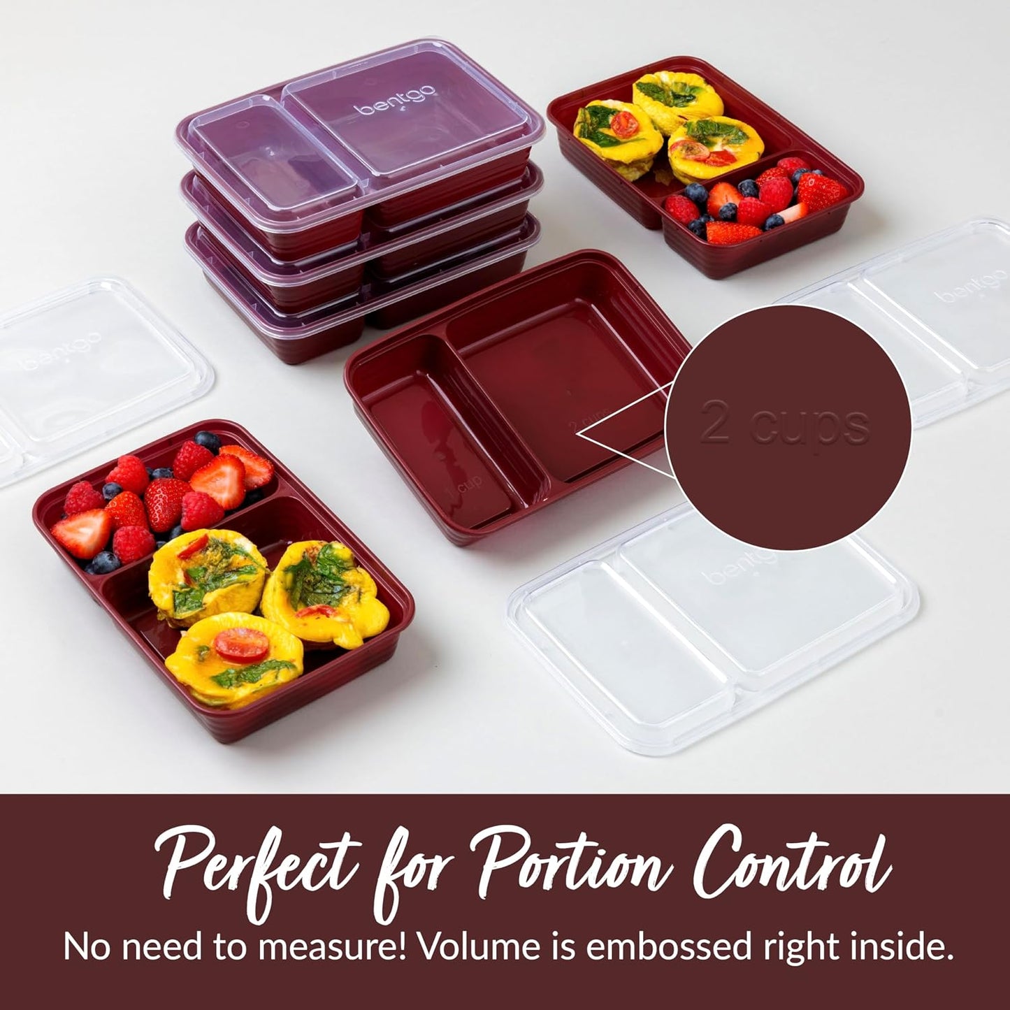 Bentgo Prep - 20-Piece 2-Compartment Reusable Meal Prep Containers with Lids, PFAS & BPA Free Materials, Durable, Microwave, Freezer, & Dishwasher Safe To Go Food Storage (Rose Gold)