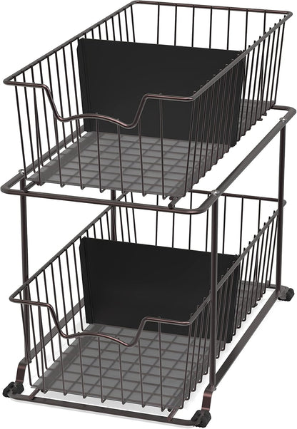Simple Houseware 2 Tier Cabinet Wire Basket Drawer Organizer, Grey