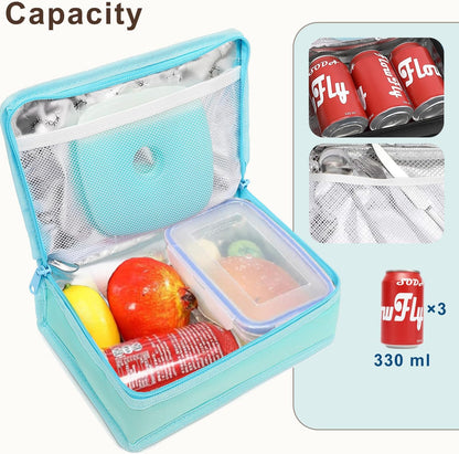 FlowFly Small Insulated Lunch box Portable Soft Bag Mini Cooler Thermal Meal Tote Kit with Handle for Work & School, Black