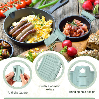 Patelai 4 Pcs Silicone Assist Hot Pan Handle Holder Pot Handle Covers for Cast Iron Skillets Holder Sleeve Nonslip Heat Resistant Pan Cover for Enameled Griddles Casserole Frying Cookware(Pink)
