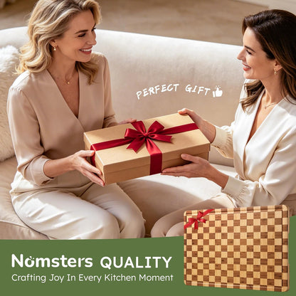 3 Pack Bamboo Cutting Board Set Checkered Wooden Cutting Board for Kitchen Non Toxic Charcuterie Board Serving Non Slip End Grain Wood Chopping Board for Meat Fruit Cheese Kitchen Housewarming Gift