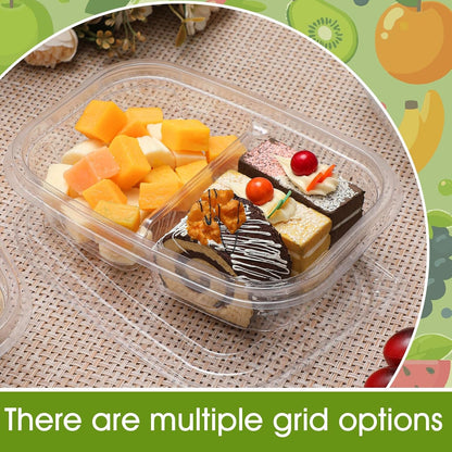 Chunful 36 Pcs 3 Compartment Transparent Snack Containers with Lids Disposable Bento Box Plastic Food Meal Prep Containers for Condiment Salad Dipping School Work Lunch