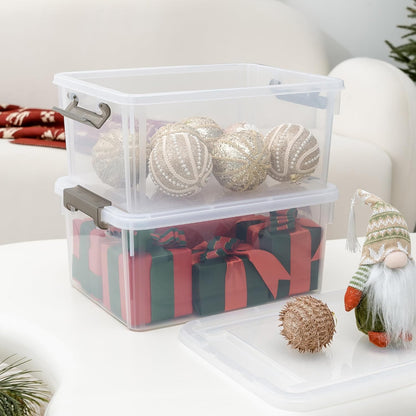 Citylife 32 QT Plastic Storage Bins with Latching Lids Stackable Storage Containers for Organizing Large Clear Storage Box for Garage, Closet, Kitchen, 4 Packs