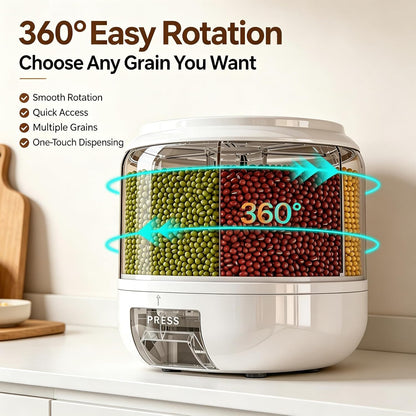 Gagee 11 Lbs Rice Dispenser, Clear | Grain Container Storage, With Lid, Measuring Cylinder, Moisture Proof, Household Cereal Dispenser Bucket