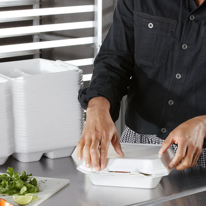 maker explorador Supreme Foam Hinged Lid Containers — 3-Compartment Disposable Foam Takeout Boxes, 60 -Pack, Leak-Resistant & Soak-Proof, Ideal for Meals, Takeout, Catering & Leftovers