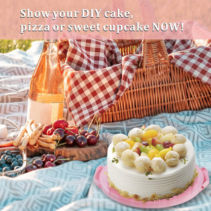10in Plastic Cake Carrier with Handle, Round Cake Holder with Lid Pink Cake Container for 6in/8in/10in Cake(purple)