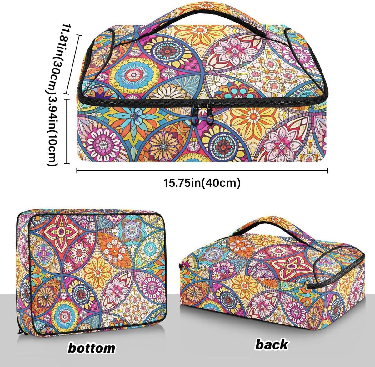 Mandala Casserole Dish Carrier, Portable Leakproof Insulated Casserole Carrier for Hot or Cold Food, Travel, Party, Picnic