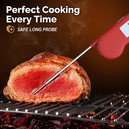 0.5 Sec Instant Read Meat Thermometer Digital for Outdoor Fryer, Black