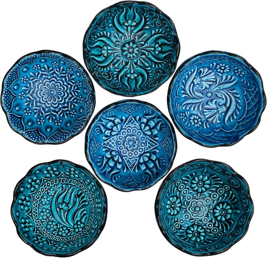 BCS Hand-Painted Ceramic Dipping Bowls Set of 6, 3 oz Mini Salsa Bowls 3.2"