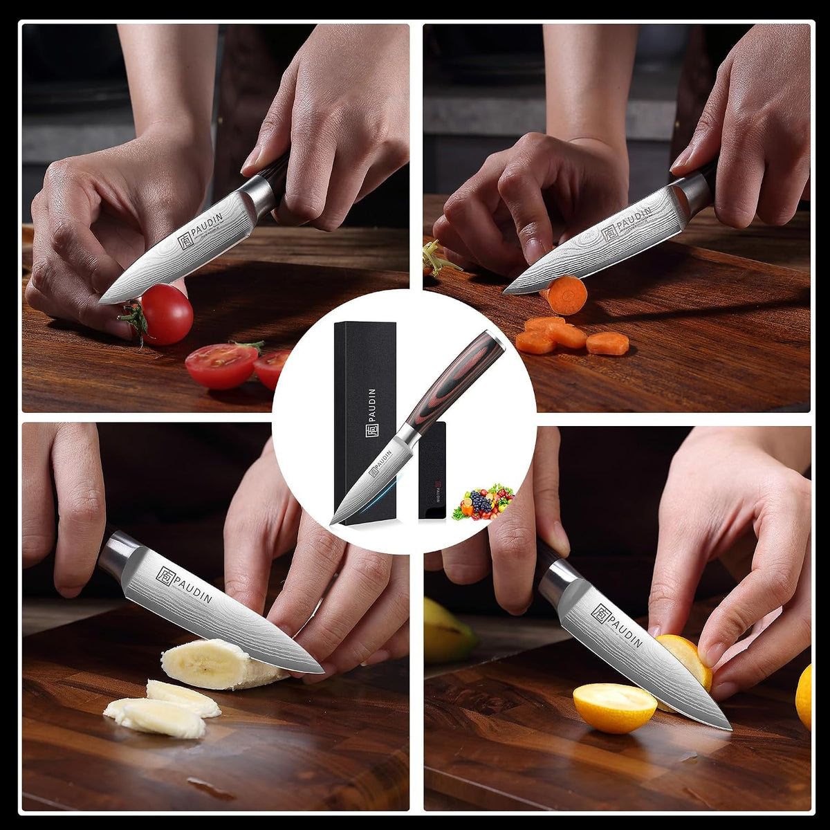 PAUDIN Cheese Knife, 5” Serrated Knife for Block Cheese,Sharp Tomato Knives