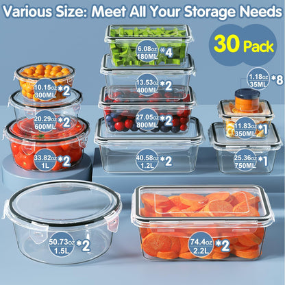 28 Pieces Food Storage Containers with Lids EXTRA LARGE Freezer Containers for Food BPA-Free Meat Fruit Vegetables Plastic Containers with lids Storage Airtight Leak-Proof Food Boxes for Kitchen