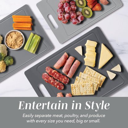 COOK WITH COLOR Non-Slip Cutting Board Set – Kitchen Essentials with Easy Grip Handle for Meat, Veggies, and Fruits, 3 Cutting Boards, Speckled White