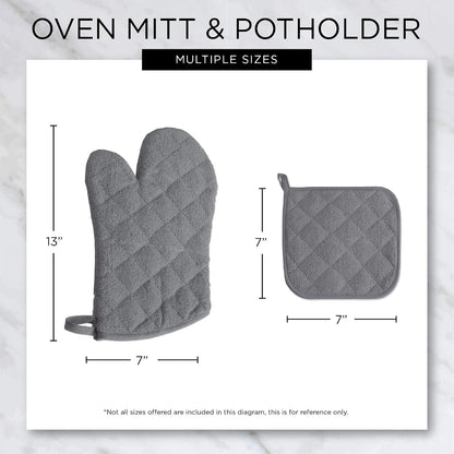 DII Basic Terry Collection 100% Cotton Quilted, Oven Mitt, Brown, 2 Piece