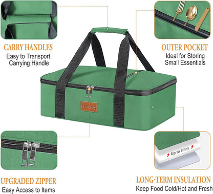 Insulated Casserole Carrier 9x13 Inch, Durable Nylon, Leak-Proof Casserole Dish Carrier, Casserole Carriers for Hot or Cold Food (Christmas)