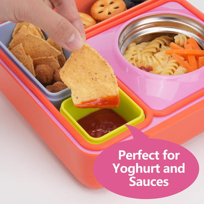 Dip Containers for OmieBox UP bento Box, 4 Pack Leakproof Salad Dressing Container To Go, Condiment Containers with Lids - Food Safe Silicone - 4.5 & 9 ounces