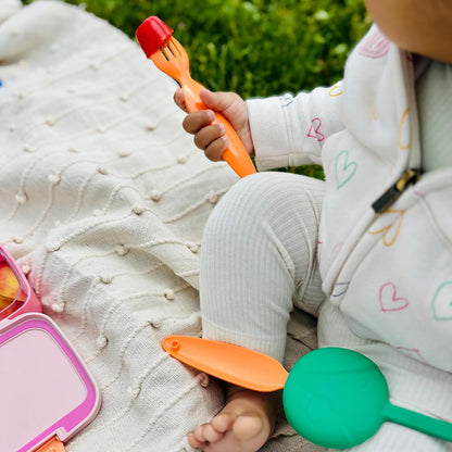 Kids Utensils for Lunch Box with Silicone Case, BPA-Free Spoon and Fork Set for Toddlers, Portable Travel Utensils for School, Daycare & On-the-Go, Dishwasher Safe - Blue