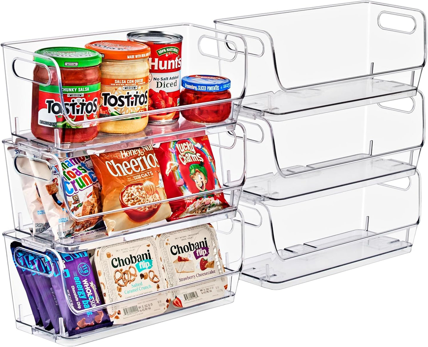 Sorbus Stackable Storage Bins Open Front - Clear Stackable Storage Bins - Pantry Bins for Storage and Organization - Acrylic Stackable Bins for Kitchen - Clear Pantry Organizer Bins (Medium 2 Pack)
