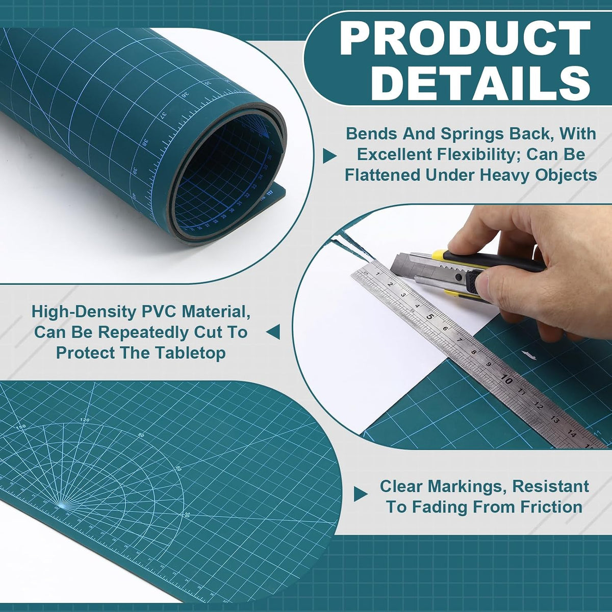 Pangda 1 Pcs 36 x 48 in Large Self Healing Cutting Mat for Sewing, Green