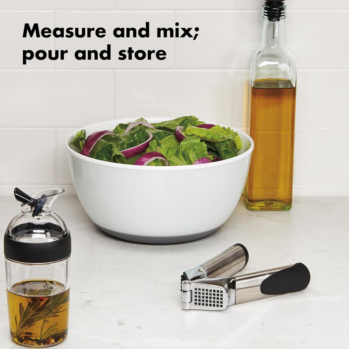 OXO Good Grips Large Salad Spinner + Little Salad Dressing Shaker Bundle