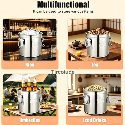 25lb Stainless Steel Containers with Lids, 12L/3.1gal 304 Stainless Steel Storage Containers, Metal Bird Seed Storage Container for Rice Flour Sugar Grain Coffee Bean Kitchen Jar