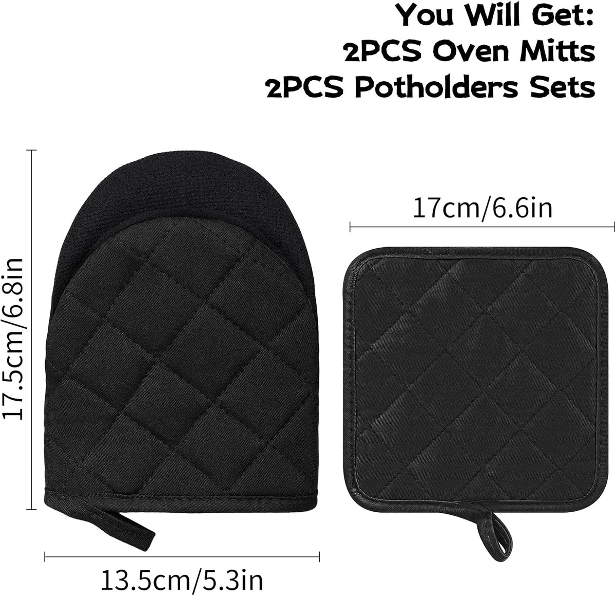 Goldmeet Mini Oven Mitts 2-Pack, 7"x5.5", 500°F Silicone Grip, Gray