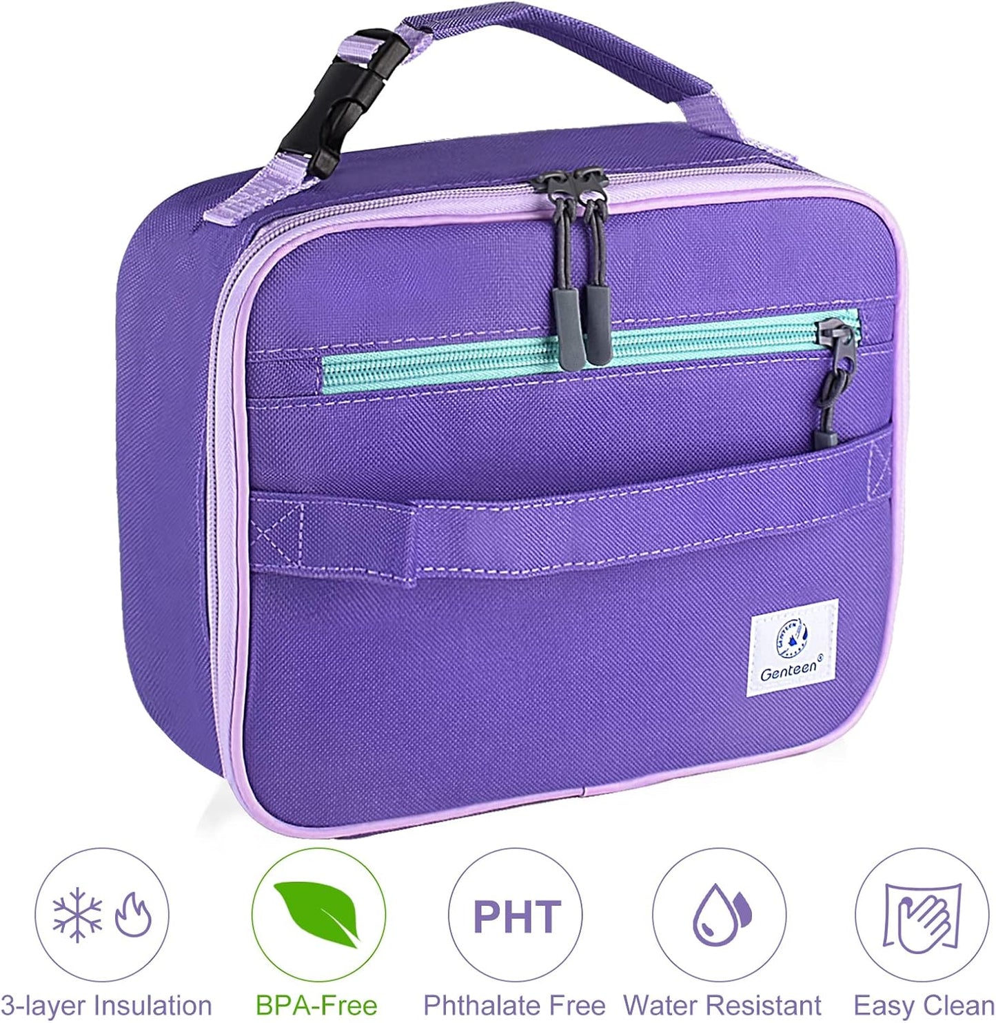 Genteen Lunch Box Kids, Insulated Lunch Bag Kids Boys Girls Back to School, Soft Lunch Box for Men Reusable Lunchbox for Office,Outdoor,School (Black)