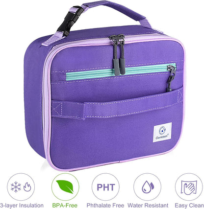 Genteen Lunch Box Kids, Insulated Lunch Bag Kids Boys Girls Back to School, Soft Lunch Box for Men Reusable Lunchbox for Office,Outdoor,School (Black)