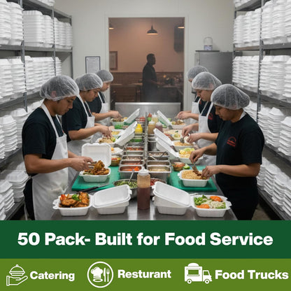 9x9 3-Compartment Hinged Vented Food Containers, 50 Pack – Clamshell Takeout Containers, Meal Prep Food Storage, 3 Compartment Food Containers, To Go Boxes & Cake Slice Box - Black