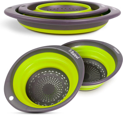 Collapsible Strainers for Kitchen, Green, Set of 2