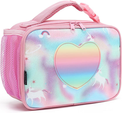 FlowFly Kids Lunch box Insulated Soft Bag Mini Cooler Back to School Thermal Meal Tote Kit for Girls, Boys, Black