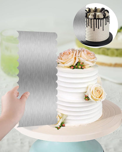 8.6 Inch Metal Cake Scraper Smoother, Edge Side Jagged Comb for Cream