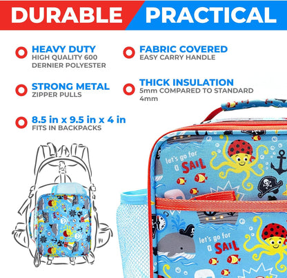 Bento Box with Stainless Steel Thermo, Insulated Lunch Bag, Ice Pack Set for Kids - 5 Compartments, Lunches or Snack Container for Girls, Toddlers Daycare Pre-School, Kindergarten Purple Unicorn