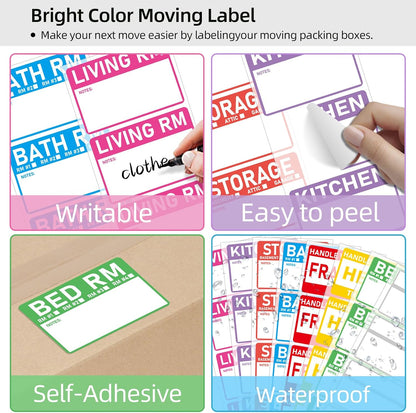 Removable Label Stickers for Organizing -320PCS 3 x 2 inch Waterproof Handwrite Blank Labels, School, Home, Business for Plastic Bins, Folders, Freeze Food (White)