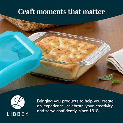 Libbey Baker’s Premium 2 Piece Glass Pie Plate, Stackable, Space Saving Casserole Dish Set with Lids, Glass Baking Dish Set for Fruit Pies, Quiches