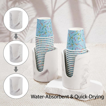Bathroom Cup Dispenser, Diatomaceous Earth Mouthwash Cup Holder, Paper Cup Holder for Bathroom Counter, Disposable Cup Dispenser, Guest Bathroom Essentials (Cups Not Included)