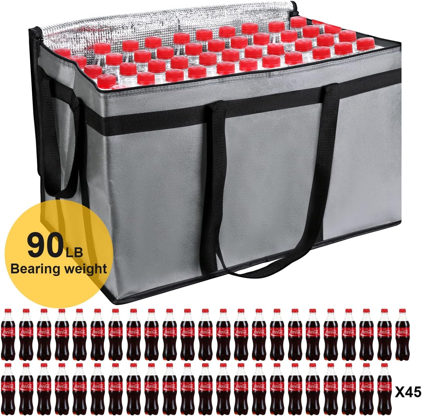 musbus Extra large XXXL Insulated Food Delivery Bag Cooler Bags Keep Food Warm Catering Therma Catering Bag for doordash 22x14x13 Cooler Bags Therma Shopper hot warming RED Pizza BLACK