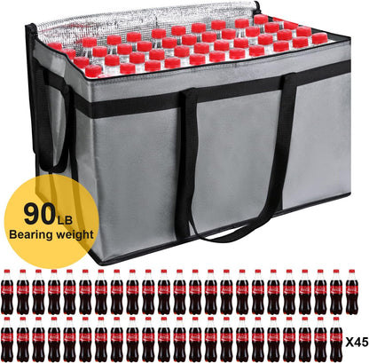musbus Extra large XXXL Insulated Food Delivery Bag Cooler Bags Keep Food Warm Catering Therma Catering Bag for doordash 22x14x13 Cooler Bags Therma Shopper hot warming RED Pizza BLACK