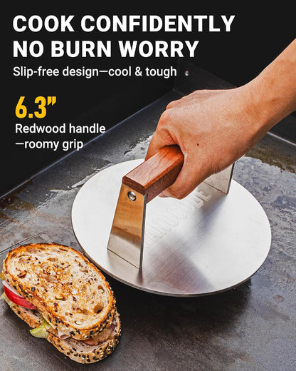 Bacon Press, Stainless Steel Flat Bottom, 9.25 x 5.7 in, 3.2 lb