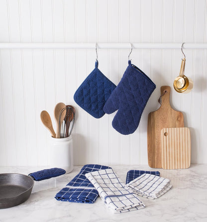 DII Basic Terry Collection Quilted 100% Cotton, Potholder, Nautical Blue