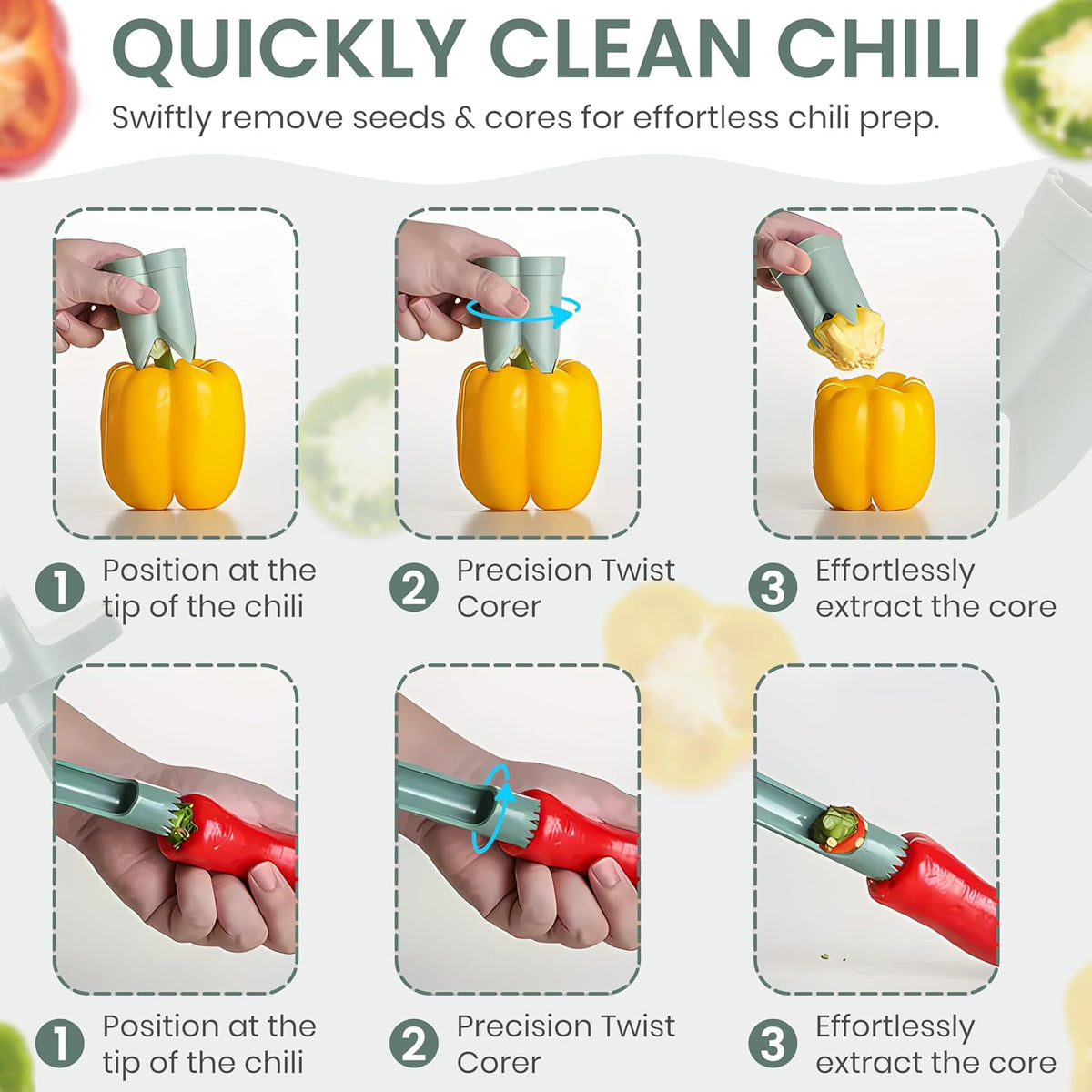 Pepper Corer Tool Seed Remover and Pepper Seed Core Remover Vegetable Core Remover and Corer Tool Kitchen for Jalapenos, Bell Peppers