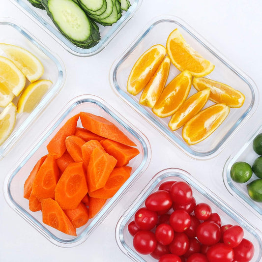 M MCIRCO 10-Pack,22 Oz Glass Meal Prep Containers,Glass Food Storage Containers with lids,Lunch Containers,Microwave, Oven, Freezer and Dishwasher (Gray)