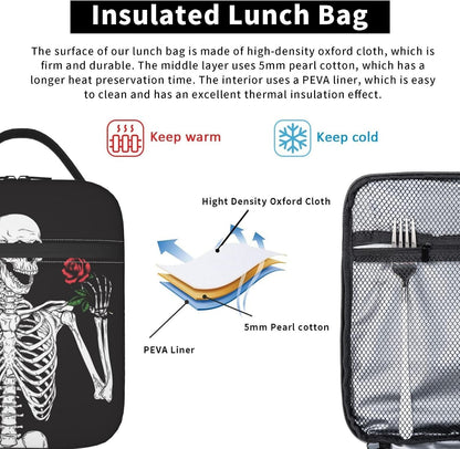 Black Cat Reusable Lunch Box Food Bag Insulated Lunch Bag for Teenage Boys Girls School Beach