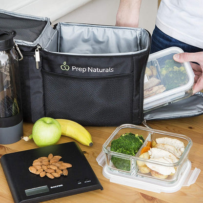 PrepNaturals 5 Pack 30 Oz Glass Meal Prep Containers - Dishwasher Microwave Freezer Oven Safe - Glass Storage Containers with Lids (Multi-Compartment)