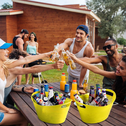 Patelai 6 Pcs Ice Buckets Bulk, Plastic Ice Buckets with Handles, Oval Storage Tub, Large Capacity Drink Tub for Party Bar Wine Beer Champagne Beverage Bottle Cooler(4.5 Liter,Clear)