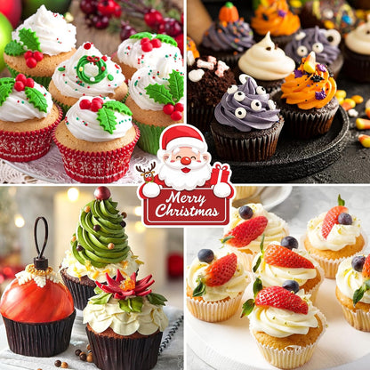 24 Pack Reusable Silicone Cupcake Baking Cups, 2.96 inch Multicolor Cups, Non-stick Muffin Liners for Weddings, Birthday, Party Halloween Christmas