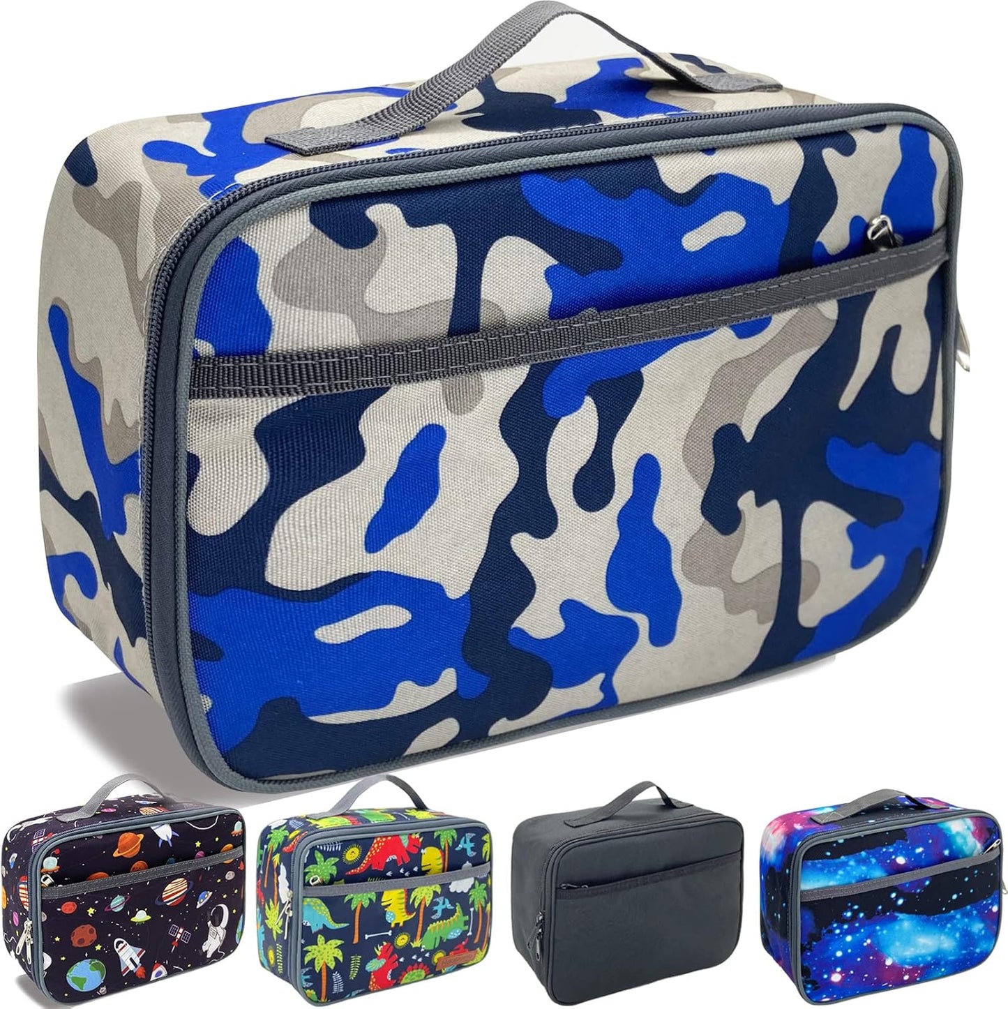 Kulle Space Lunch Box for Kids, Insulated Lunch Bag for Boys, Large Capacity Thermal Tote for School, Office, Daycare - Rocket Design, Washable & Leakproof